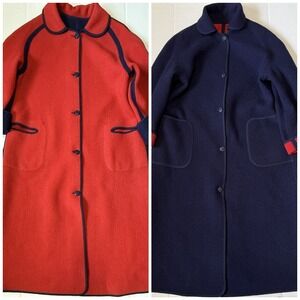 KINGFISHER by Caerwys - Women North Wales Reversible Wool Llama Peacoat -Size 14